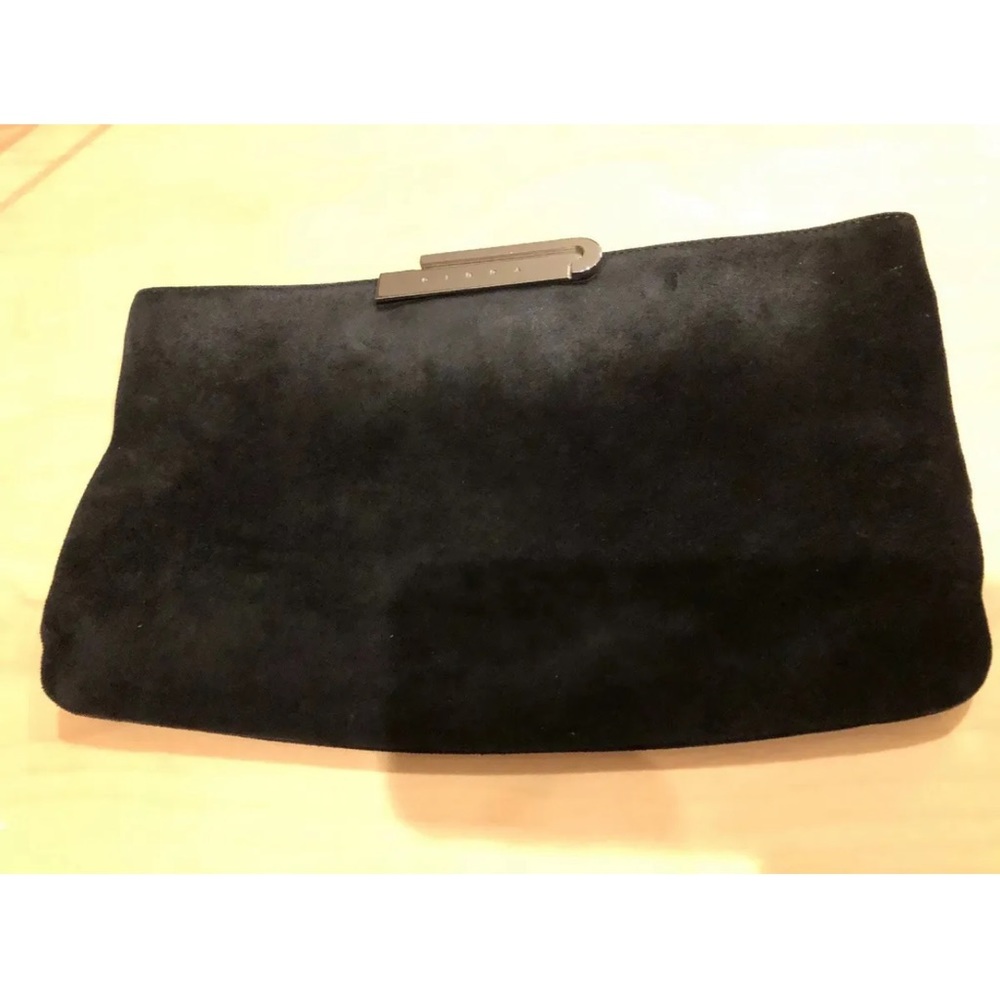VTG Pibra David Dewar McMillan Italian Black Suede Leather Clutch Bag